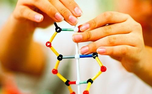 Моделът на молекулата на ДНК се докосва