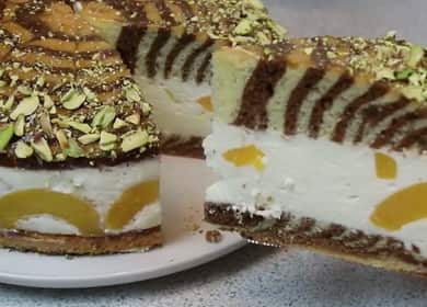 Cake Zebra: isang simpleng recipe na may isang hakbang sa larawan sa pamamagitan ng hakbang