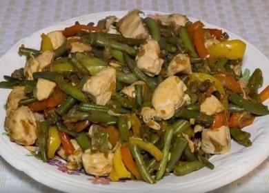 Апетитен зелен фасул с пиле: рецепта със снимки за приготвяне на оригиналната салата.